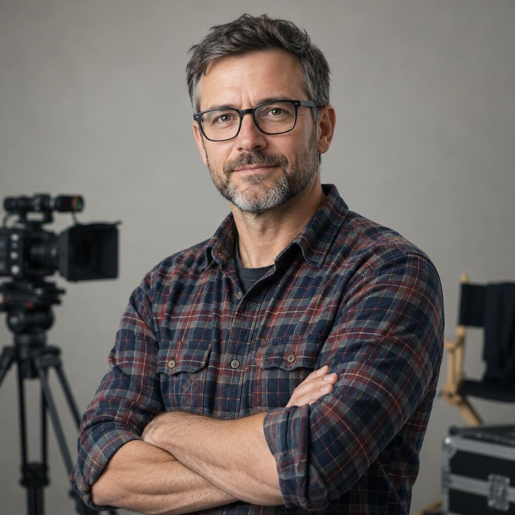 Portrait of a middle-aged white man with a beard, documentary director